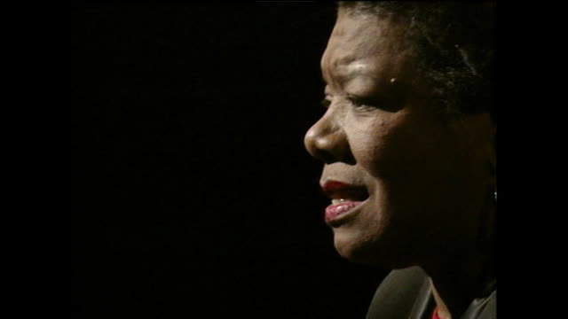 Maya Angelou explains the meaning of "On The Pulse of Morning" that she read at President Clinton's inauguration in 1993, it's meaning and relation to her other written work; 1994. (LMAD275L - AEVZ001J)